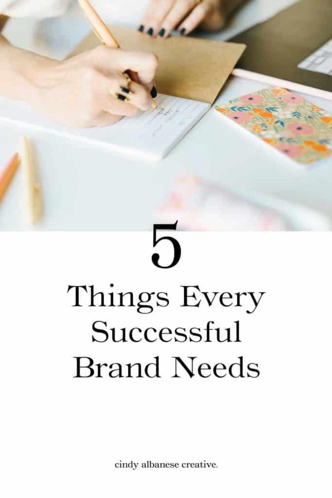 5 Things Every Successful Brand Needs Cindy Albanese worksheet.