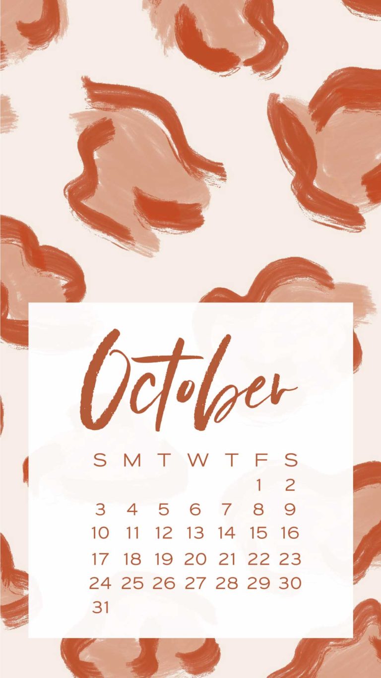 October calendar phone background leopard