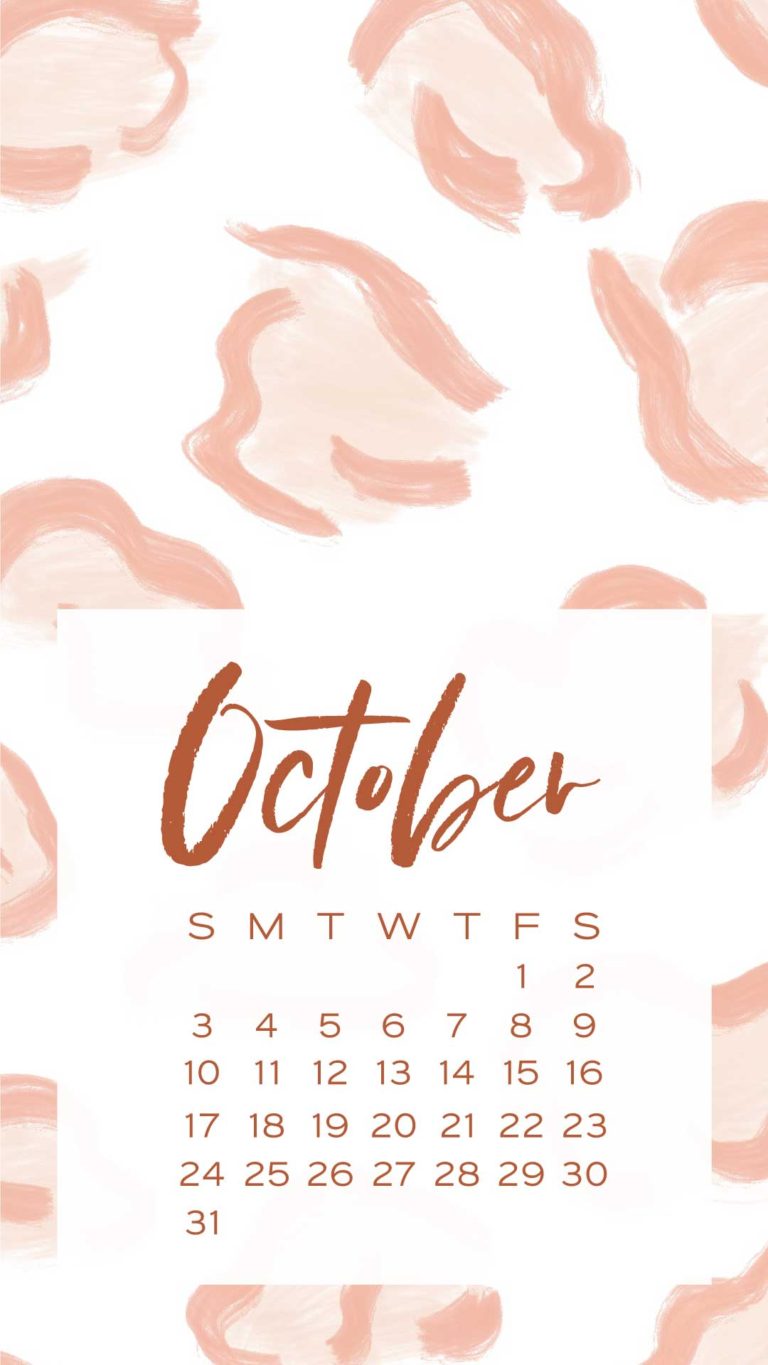 October calendar phone background leopard