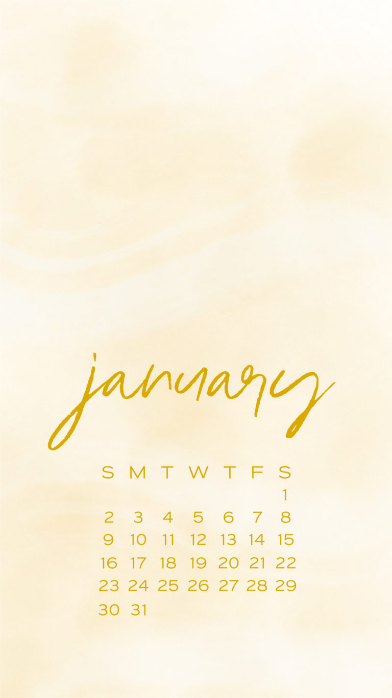 January 2022 Phone wallpaper yellow watercolor