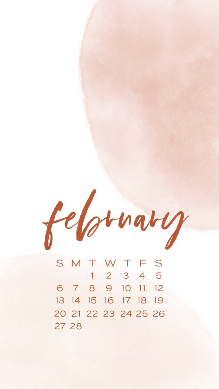 February 2022 Phone Calendar watercolor