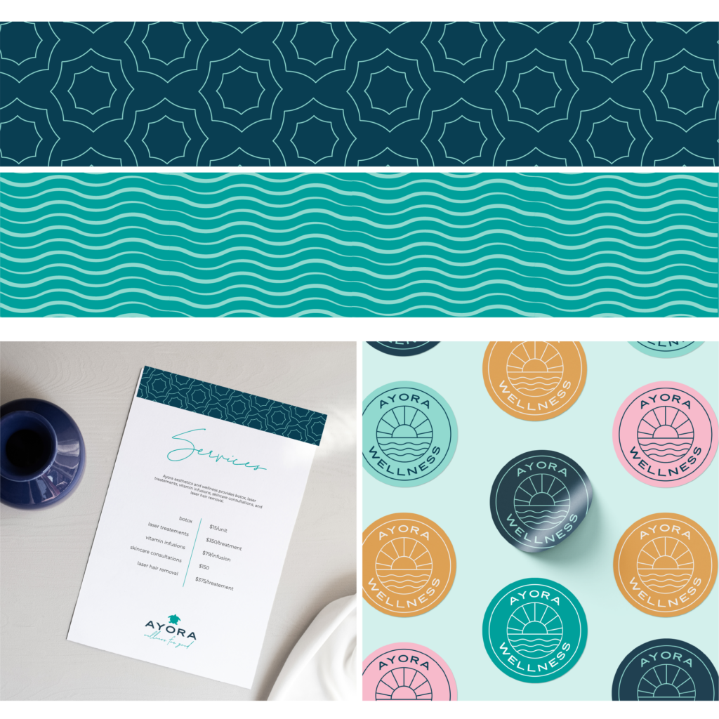 Ayora patterns, stickers and services menu