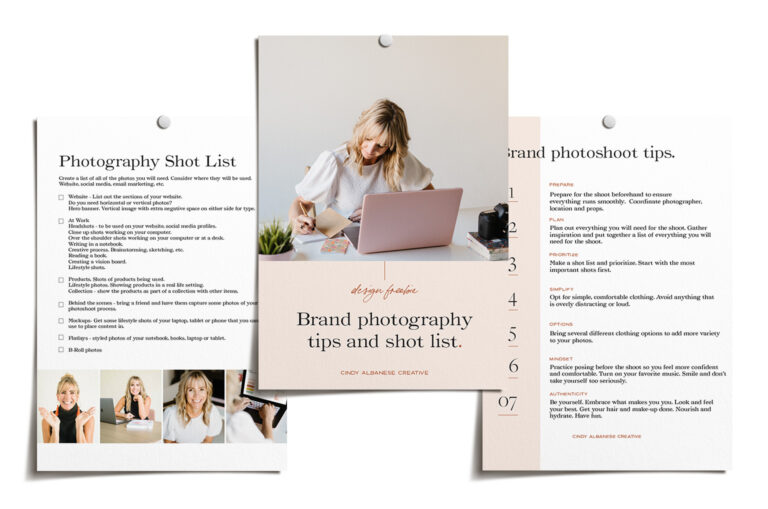 Brand photography tips freebie and shot list