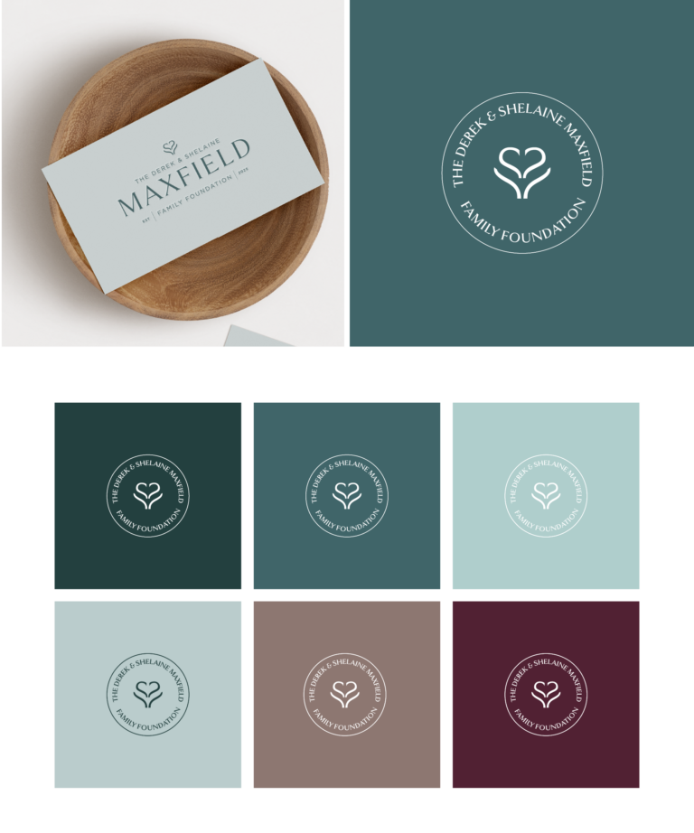 The Derek & Shelaine Maxfield Family Foundation Logos and business card