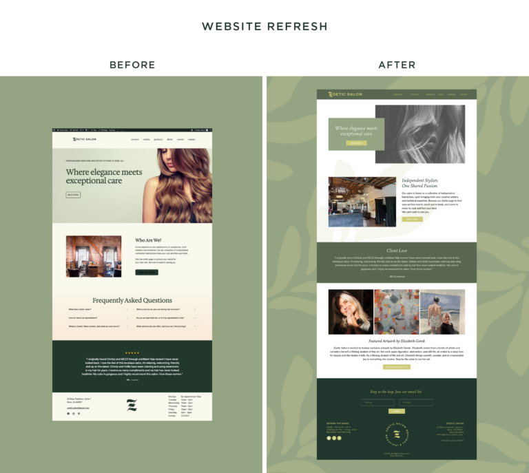 Zoetic Salon Website Refresh
