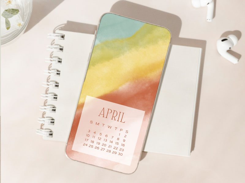 April phone wallpaper mockup