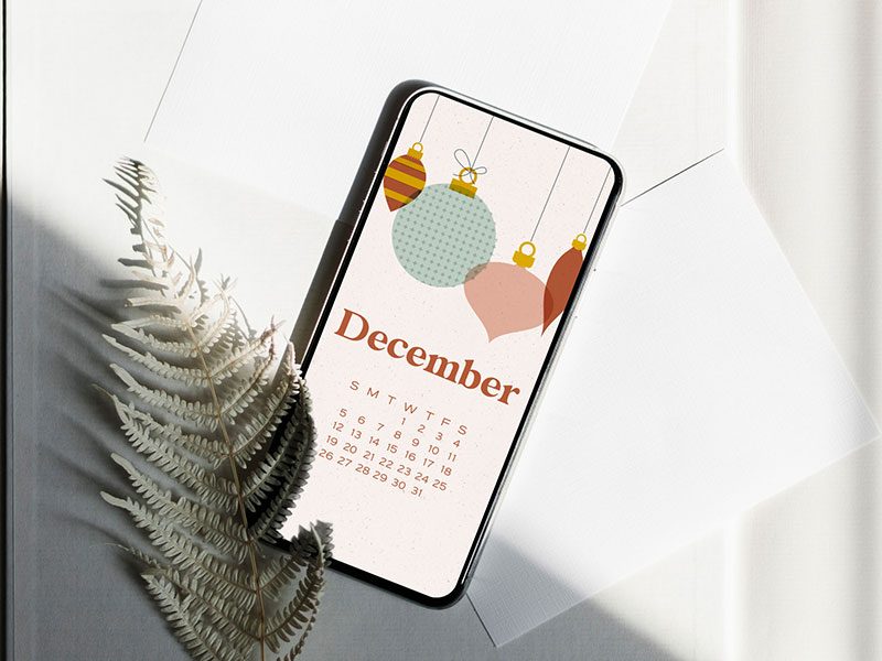 December phone background ornaments