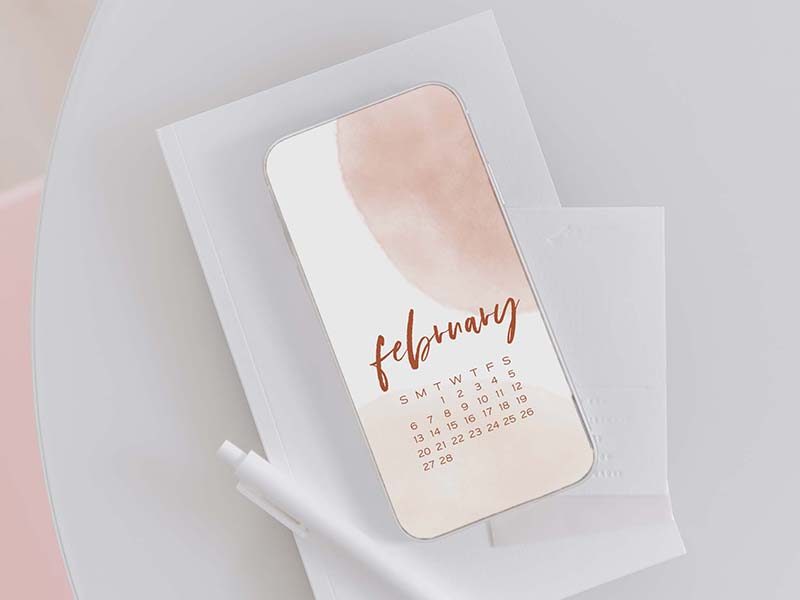 February phone background watercolor