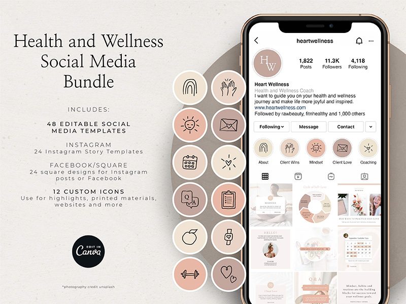 Health Wellness Social Media Templates