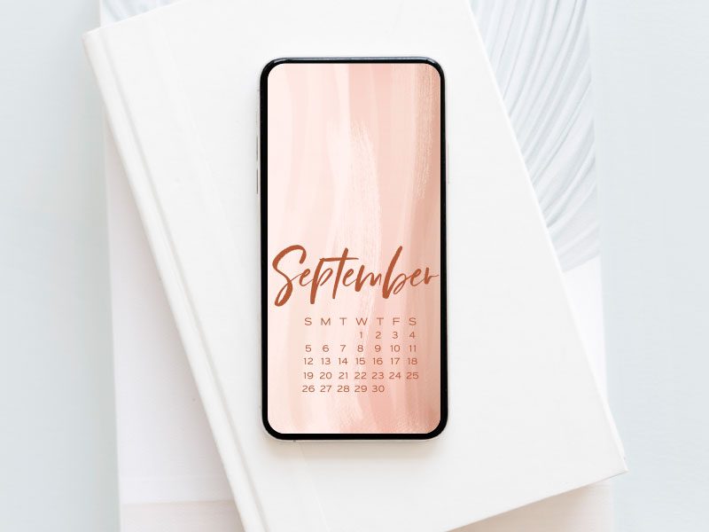 September 2021 wallpaper as shown on a phone screen.